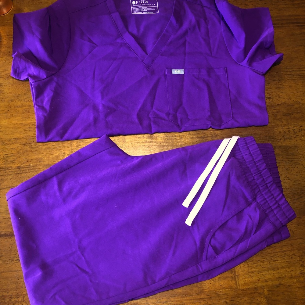 Figs Scrubs top and bottom high waisted pants size Large Tall